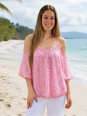 Pink Floral Swim Coverup Fits Medium